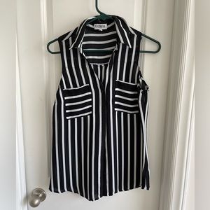 Black and white striped Express tank top portofino shirt